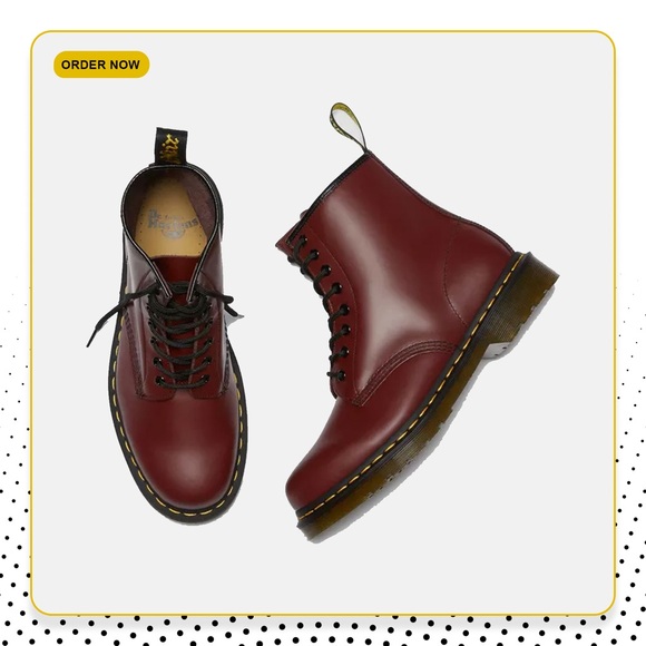 Dr Martens 1460 Smooth Leather Lace Up Boots Cherry Red - Leather Male Size 8